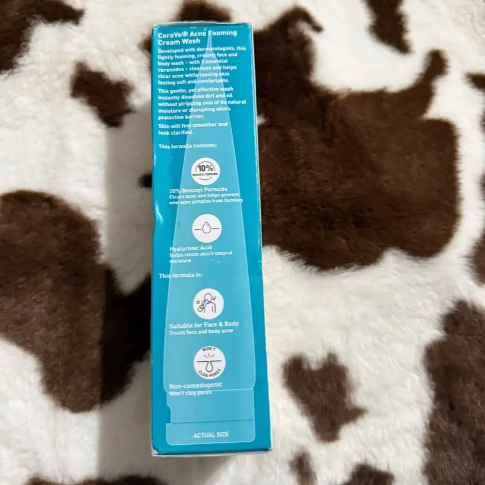 NEW Cerave Acne Foaming Cream Wash 10 Benzoyl Peroxide Max Strength Face Cleaner